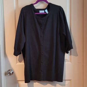 Liz & Me Catherine's NWT Black Button Down Cardigan Sweater 3/4 Sleeves